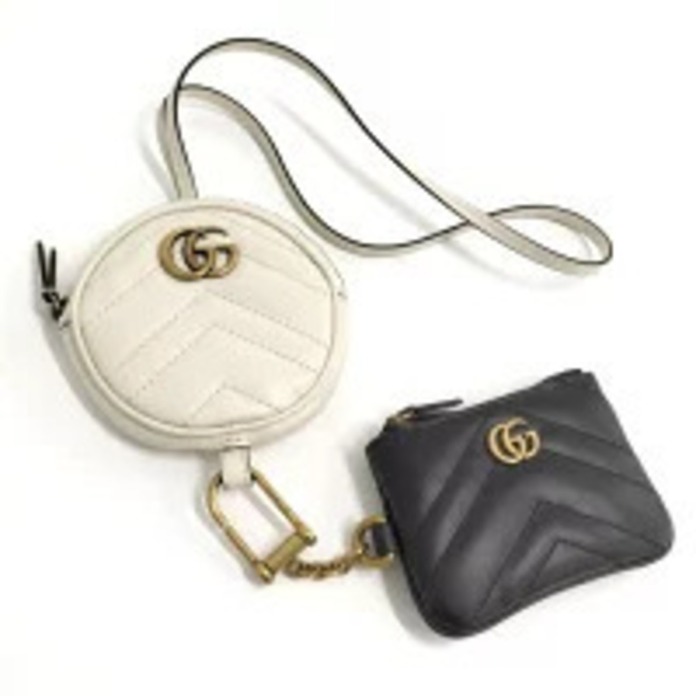 Gucci coin case Wallet Leather Black White